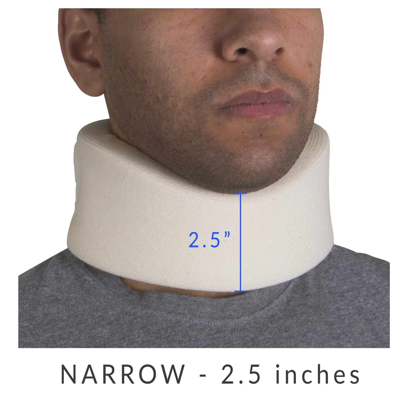 OTC Cervical Collar, Soft Contour Foam, Neck Support Brace, White Narrow 2.5″ De