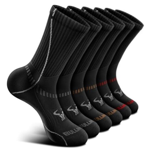 Men Athletic Socks, Compression Sports Crew Socks 11-13 6pairs-black3717
