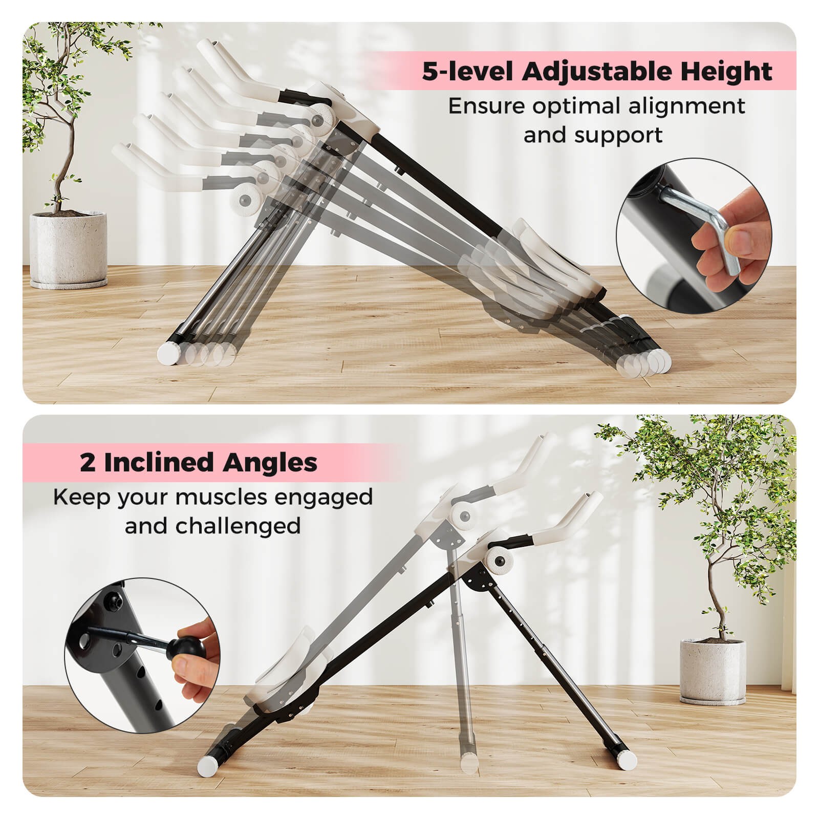 Adjustable Abdominal Trainer w/ Elbow Support Knee Protection and LCD Monitor