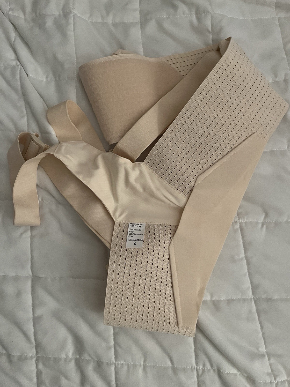 Mamody Adjustable Pregnancy Belly Support Band with Back Brace Straps Size Small