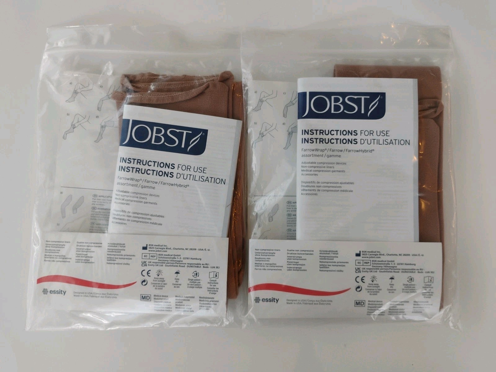 NIP Lot Of 2 Jobst FarrowWrap Non-Compressive Liner-Knee Wide Large 76666-22