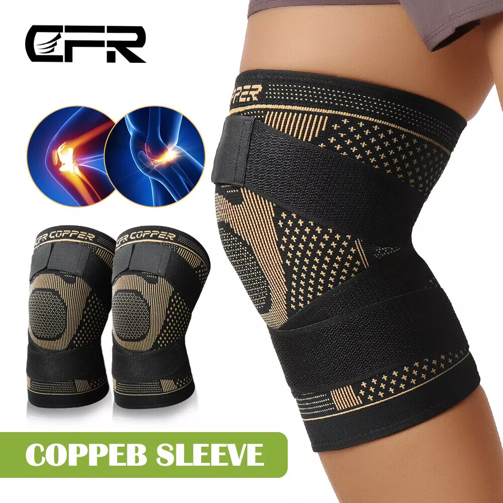 Copper Knee Sleeves Compression Brace Support Sport Joint Pain Relief Arthritis