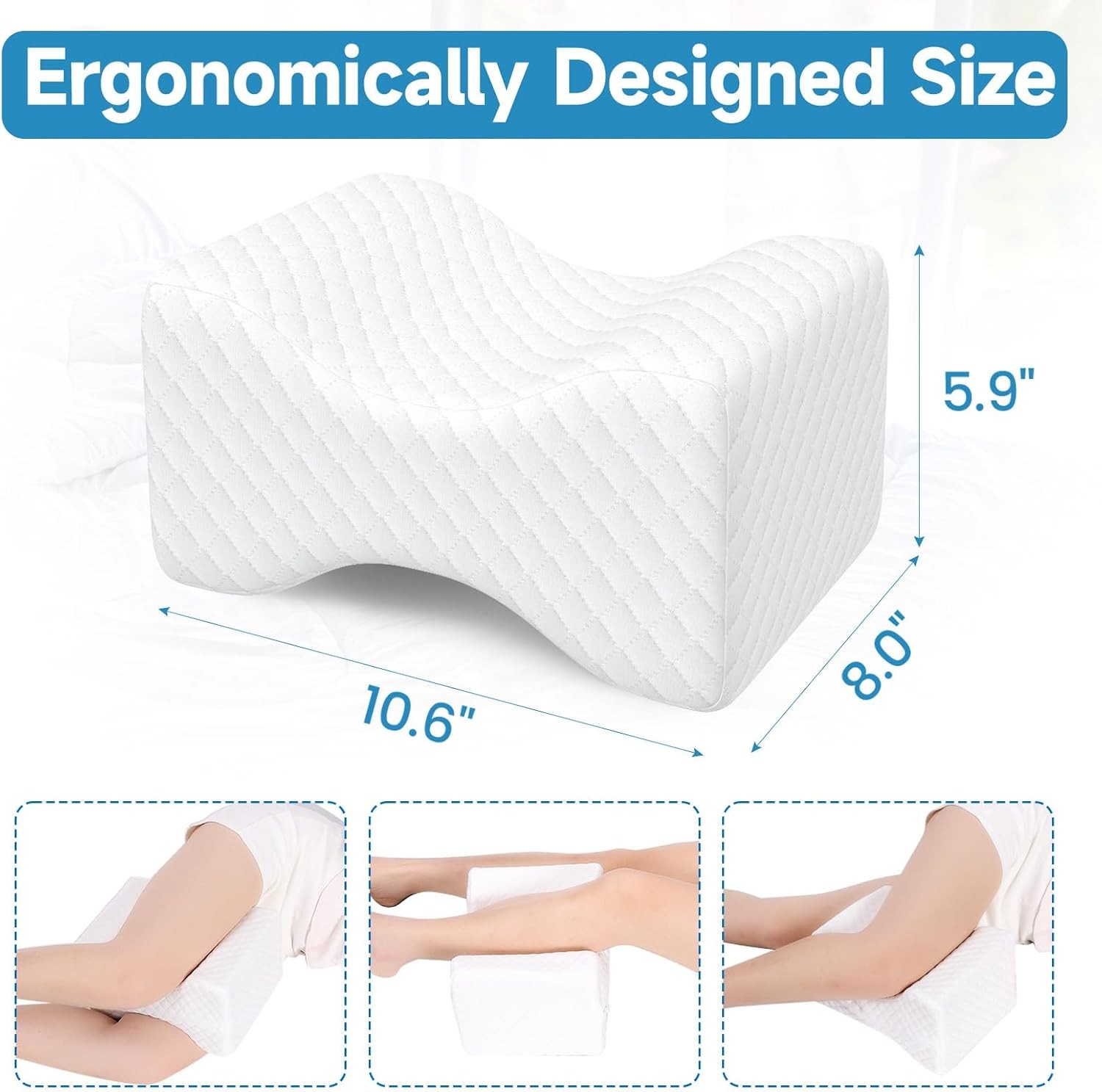 Memory Foam Knee Pillow for Side Sleepers, Support Leg Pillow for Side Sleeping,