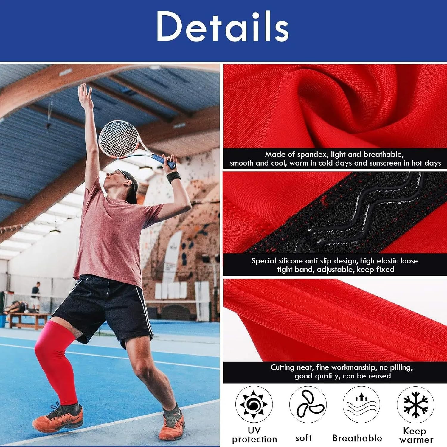 6 Pack Classic Compression Long Knee Sleeves Skylety Leg Sleeves Compression