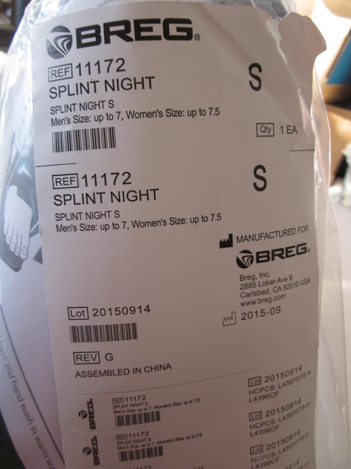 Breg 11172 Splint Night Small Men’s Size up to 7 Women’s Size 7.5