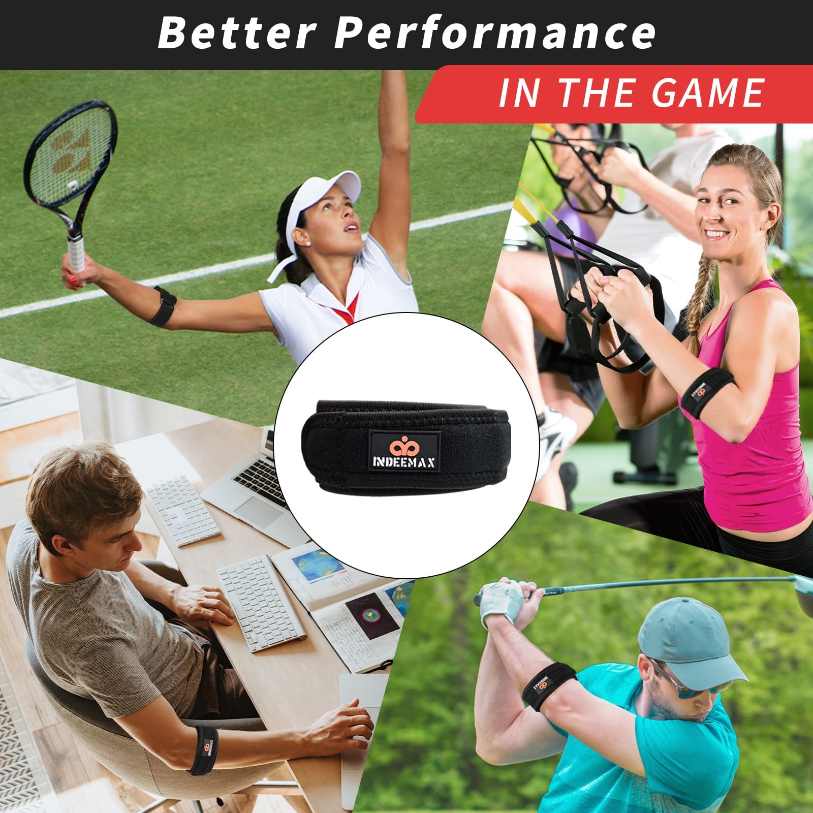 Elbow Brace for Tendonitis and Tennis Elbow for Women Men, 2 Pack Golfers Elb…
