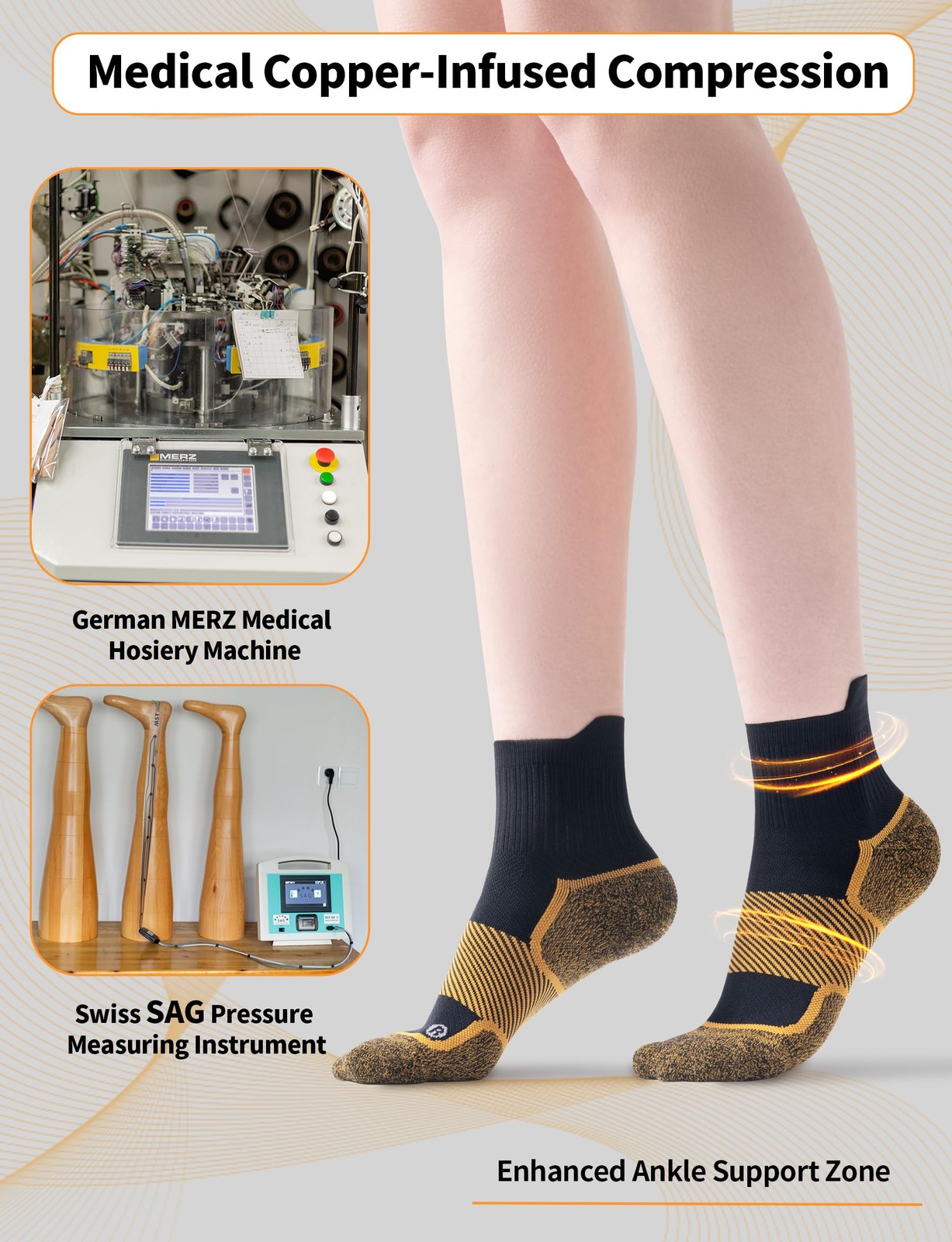 Firm Copper Compression Ankle Socks 20–30 mmHg for Large, 3 Pairs –