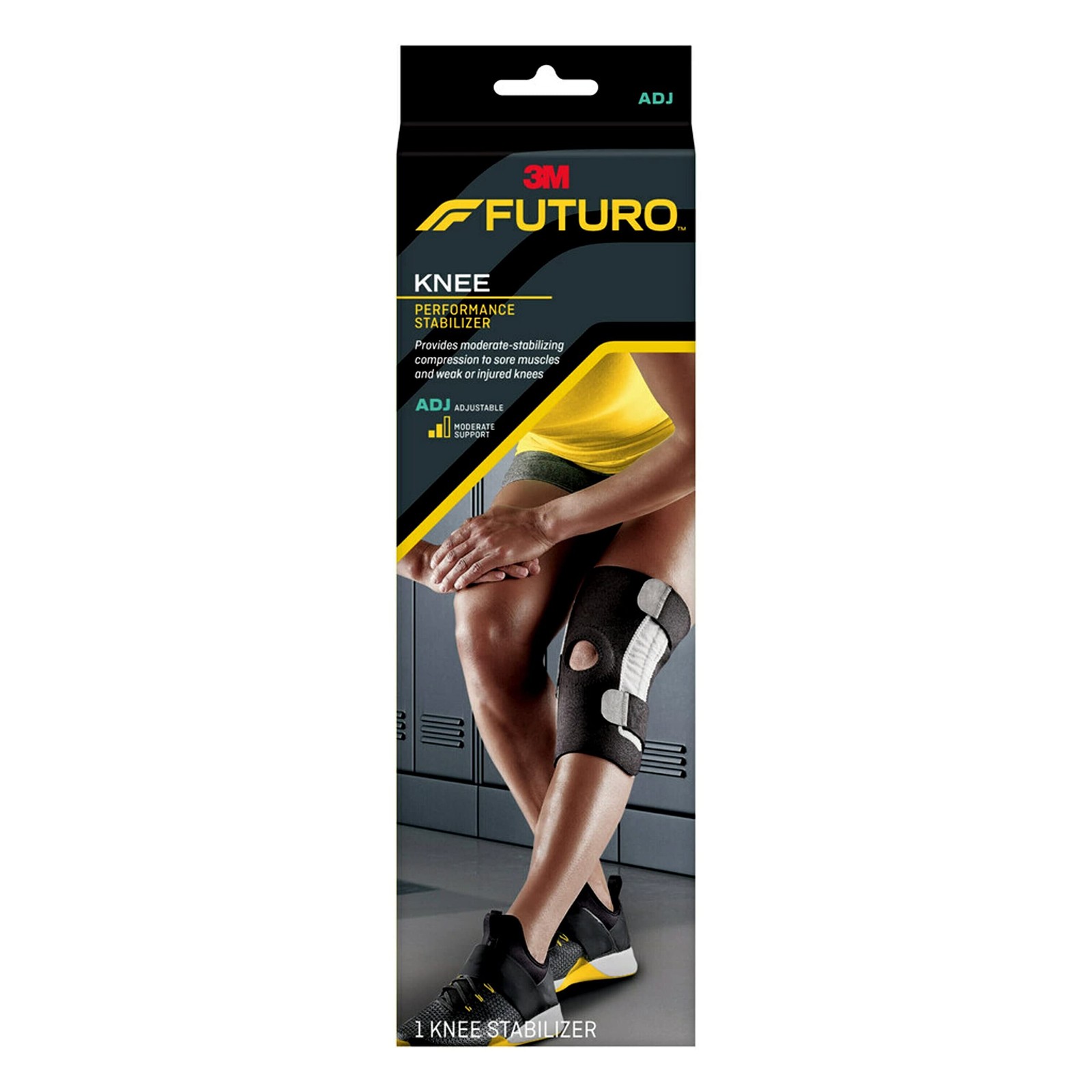 FUTURO Performance Knee Stabilizer,Adjustable 1 Count (Pack of 1), Black