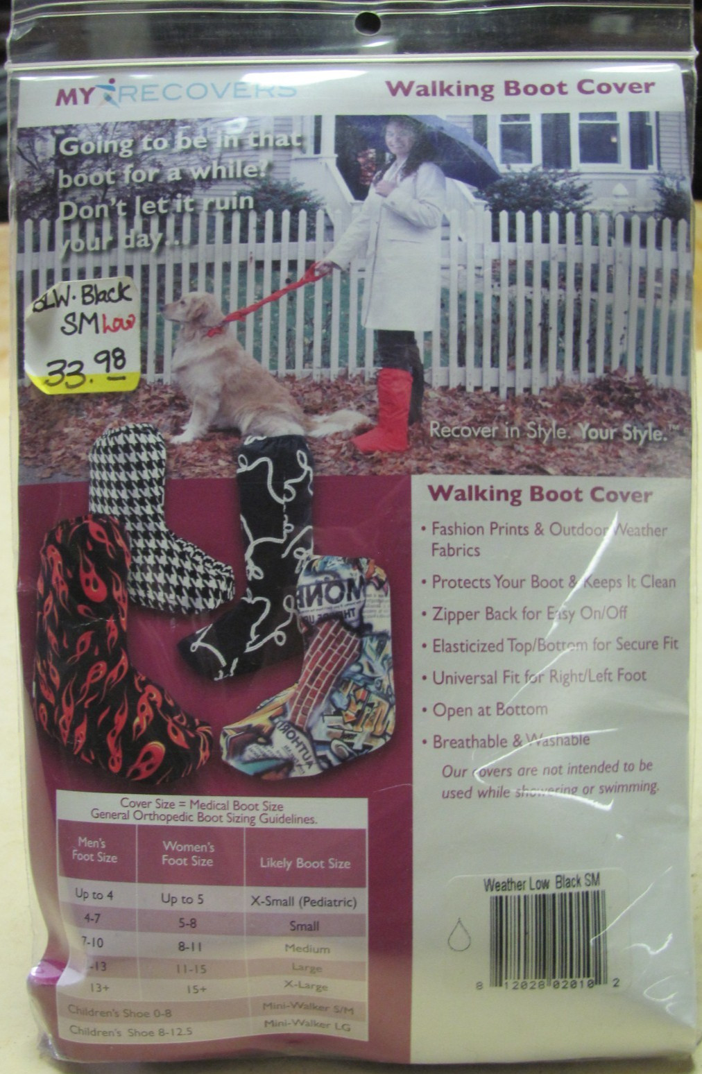 My Recovers Low Black Reusable/Washable Walking Boot Cover – Small (New)
