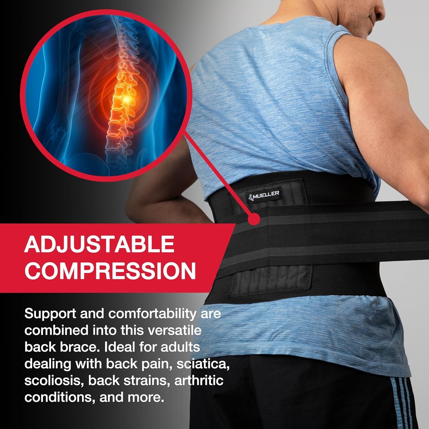Breathable Back Brace with Targeted Compression for Sciatica & Scoliosis Relief