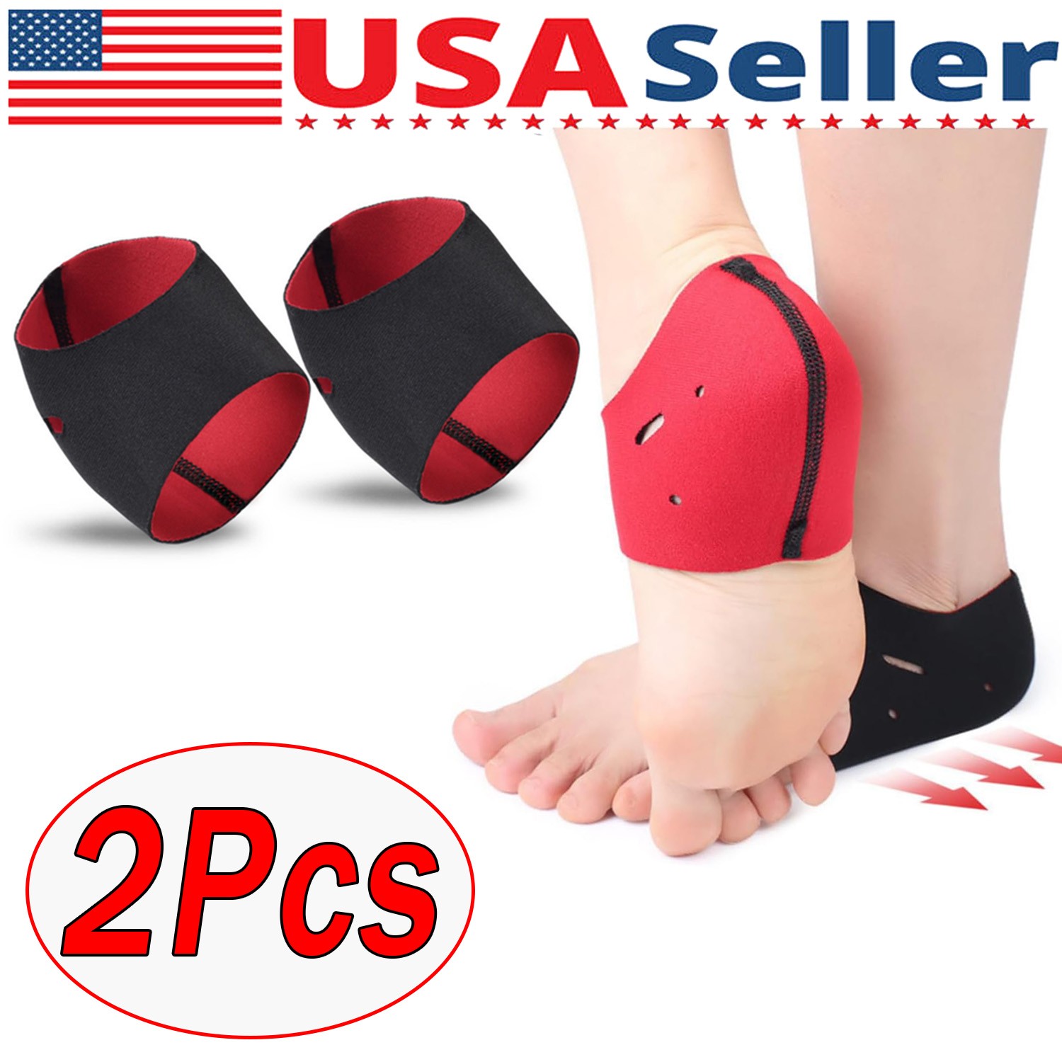 2 Pcs Adjustable Ankle Brace Compression Sleeve Support Fasciitis Pain Relief US