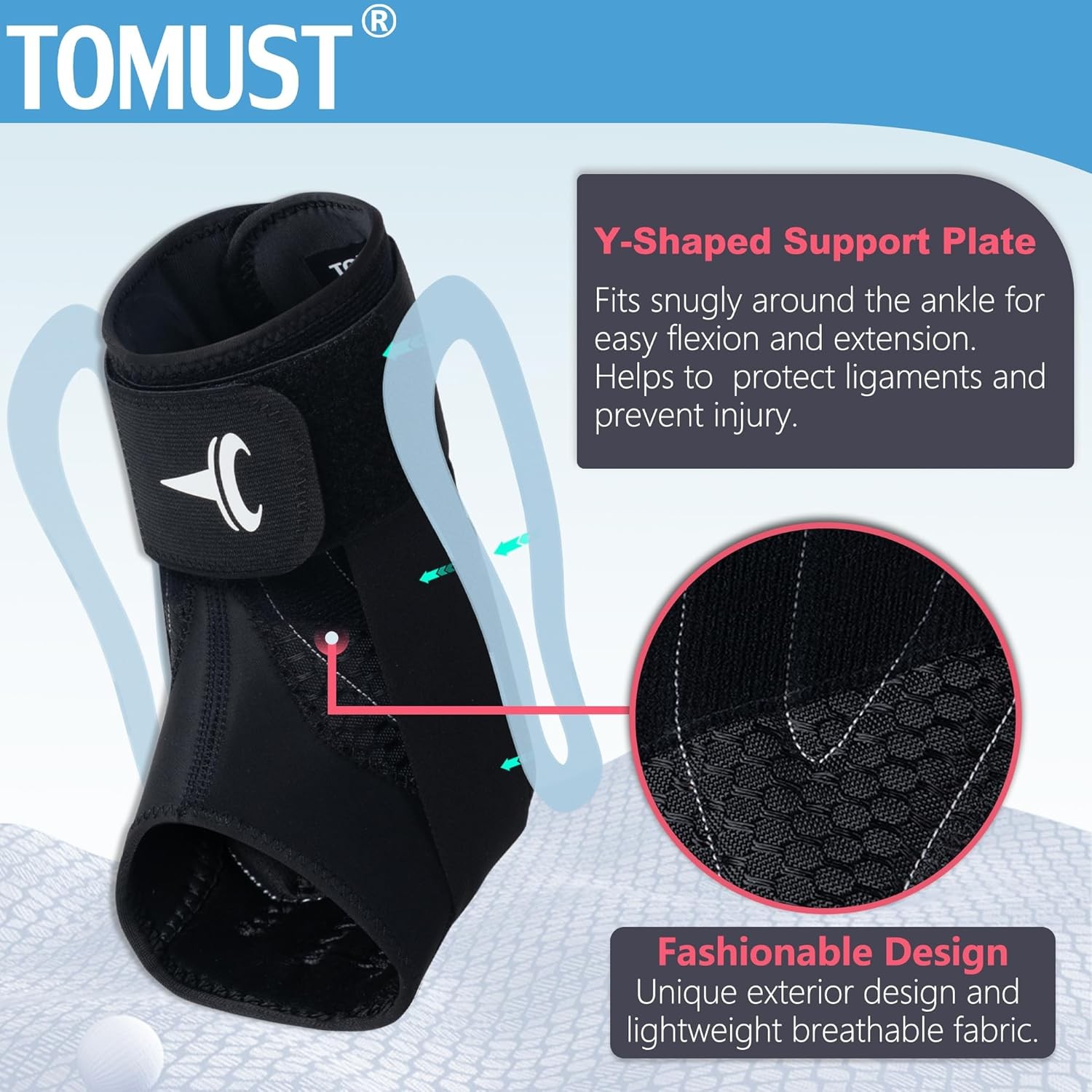 Ankle Brace with Side Stabilizers – Adjustable Support for Sprains & Pain LG