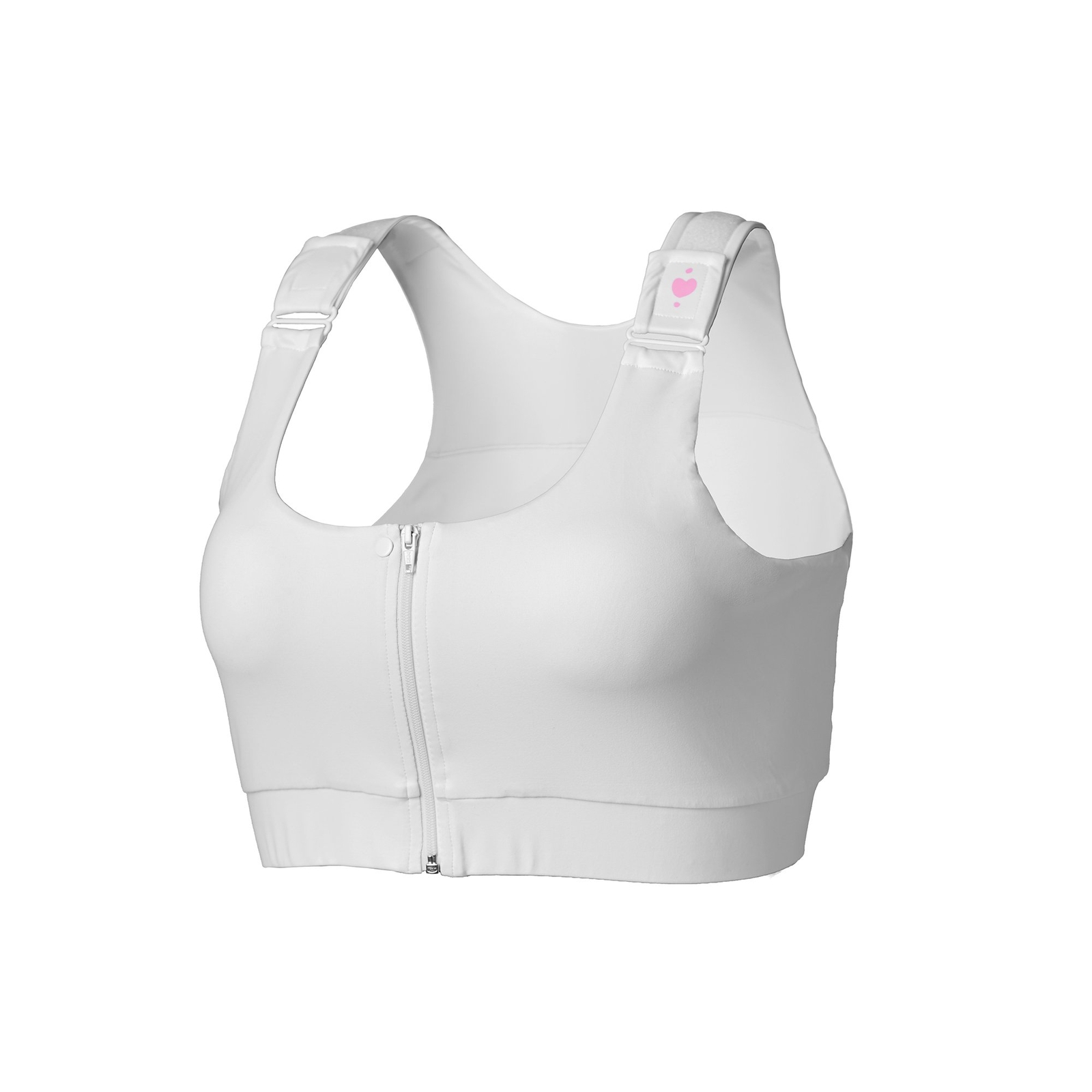heart&core Shirl Bra Post-Surgery Racerback Bra Double Zipper Front White Q 3XL