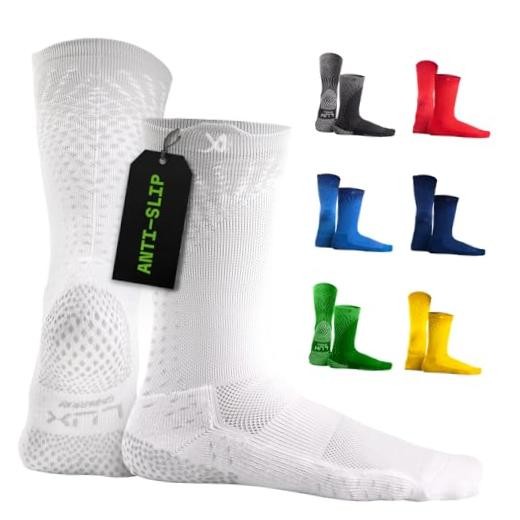 Thin Soccer Grip Socks for Men and Women | GripArray traction, One Size White