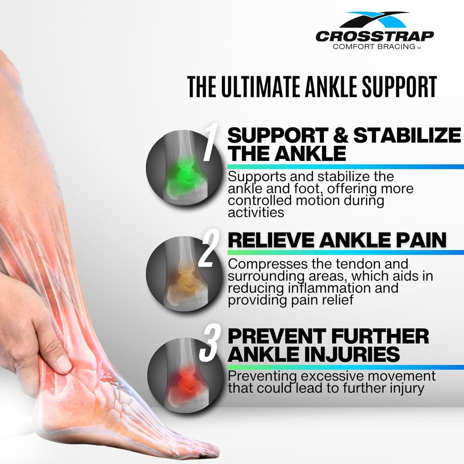 Achilles Tendon Support – Ankle Brace For Women And Small (2 Straps), Black