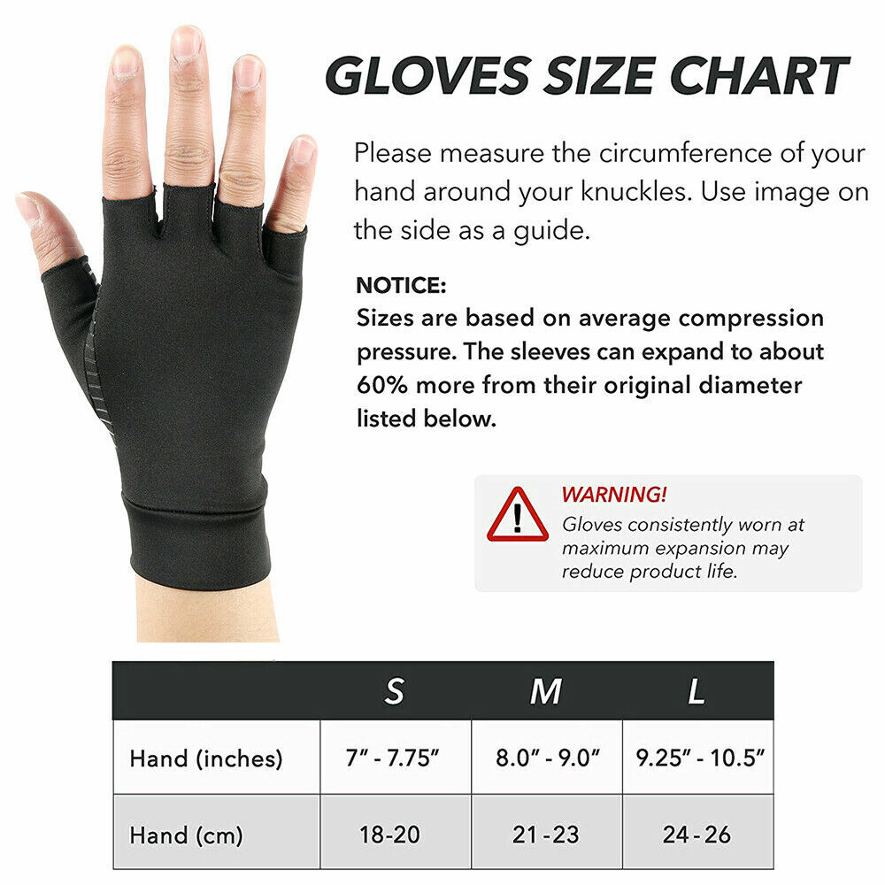 Copper Anti Arthritis Compression Gloves Wrist Support Hand Pain Relief Therapy
