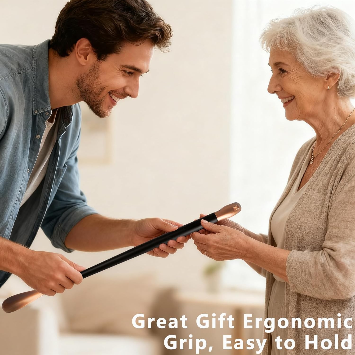 Senior Long Handle Shoehorn for Back Pain and Mobility Issues Easy Use