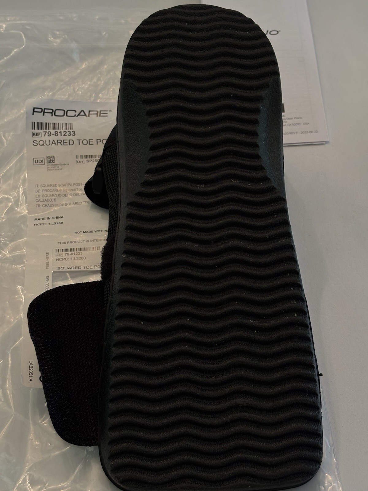 ProCare Squared Toe Post-Op Shoe, Adjustable, Small, Black