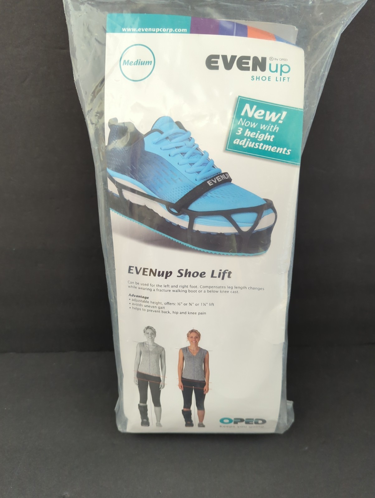 Even Up Shoe Lift Adjustable Height Right or Left Foot MEDIUM M8.5-10 Women 9-11