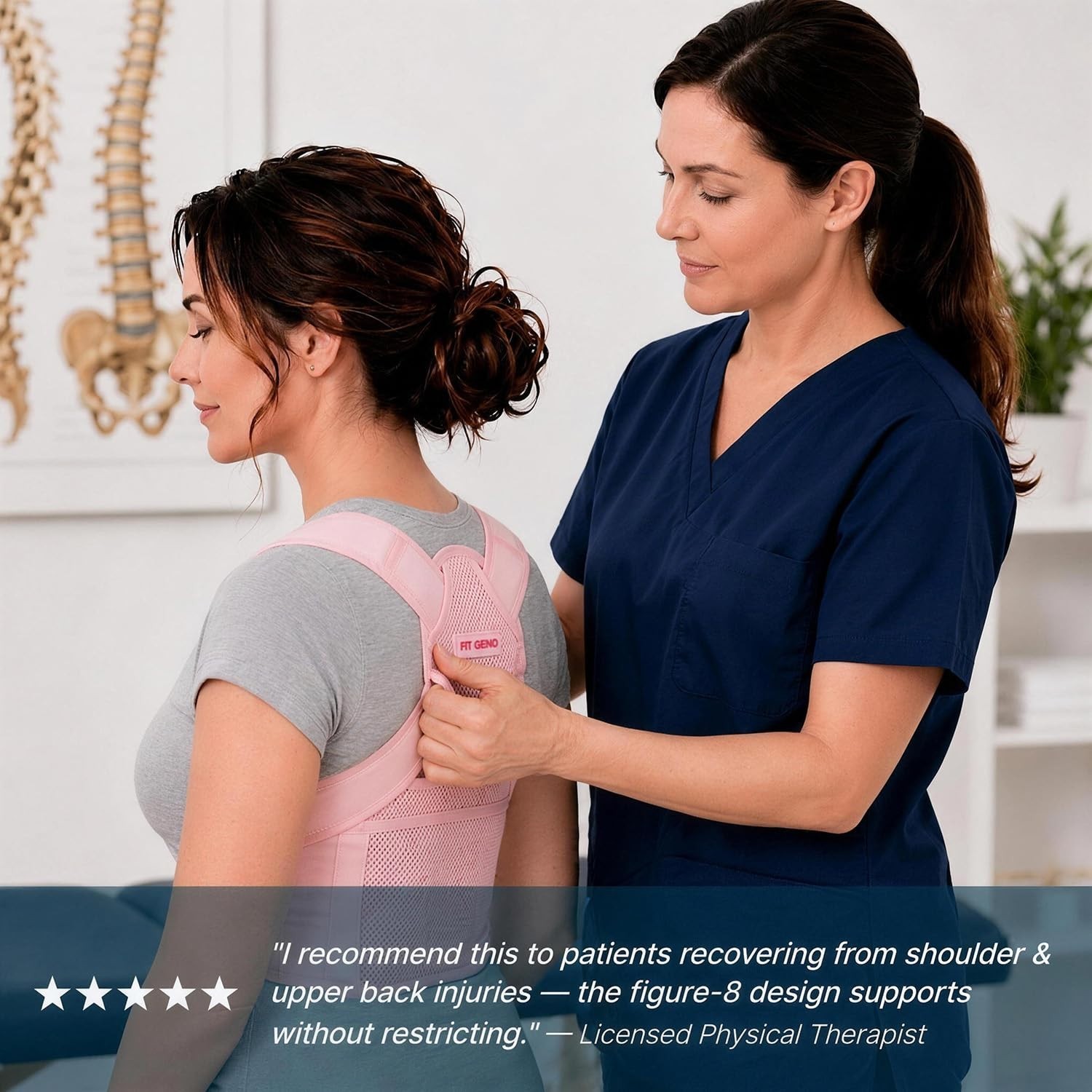 Adjustable Posture Corrector for Women – Lightweight Upper Back Brace for Pain R