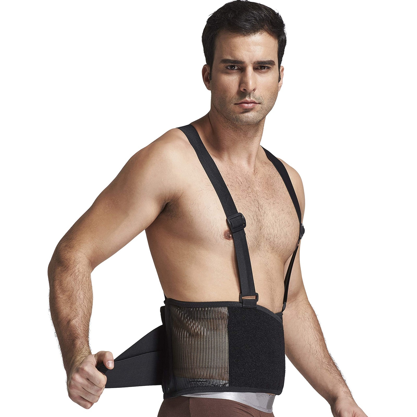 NeoTech Care Back Brace with Suspenders/Shoulder Straps – Light & L, Black