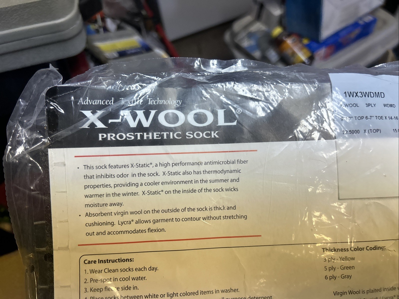 X-Wool Prosthetic Sock 1 WX3SWMD & 1WX3MDRG ( 1 Each ) 3Ply w/hole NEW