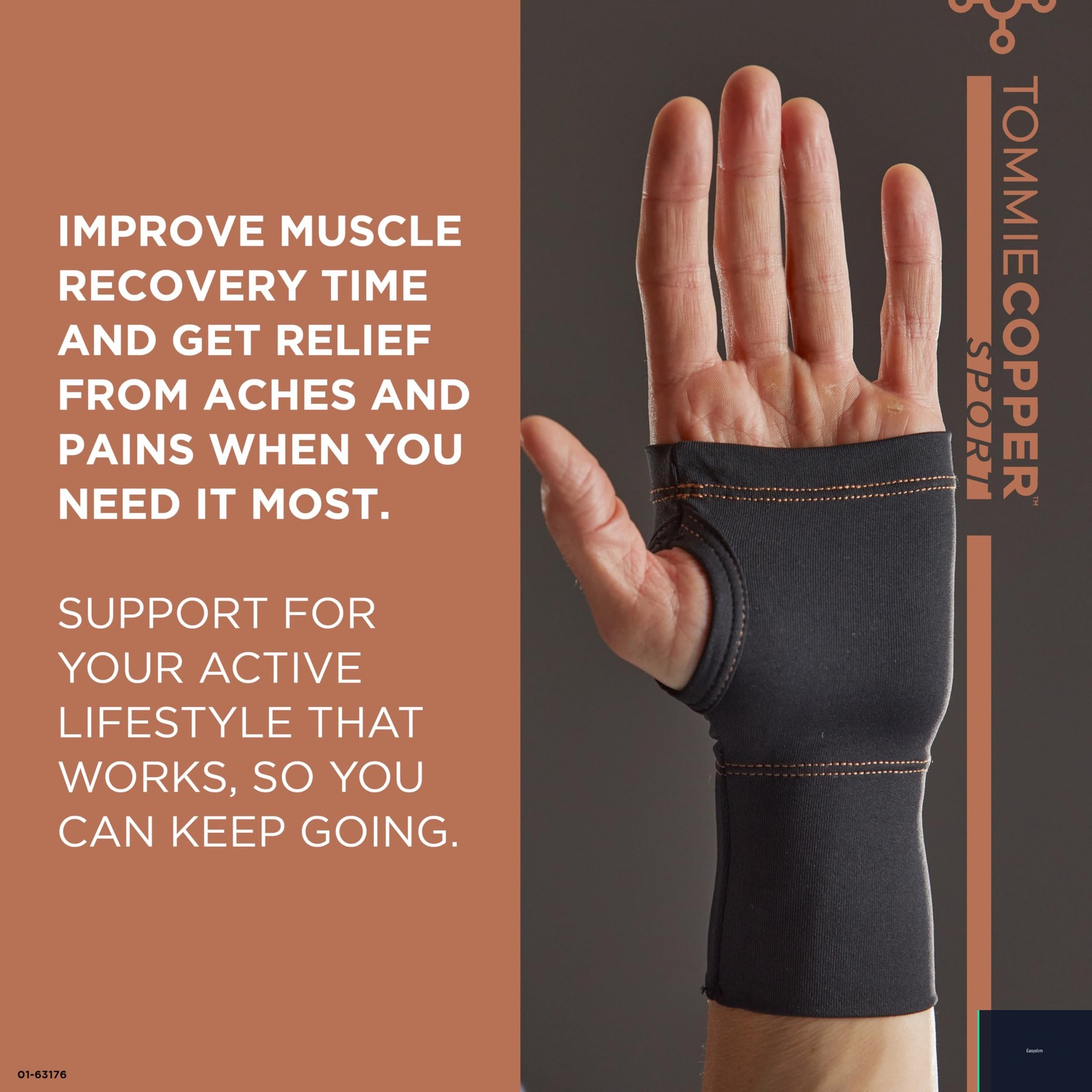 Wrist Compression Sleeve 15-20 mmHg Large XL Black Nylon Copper Infused