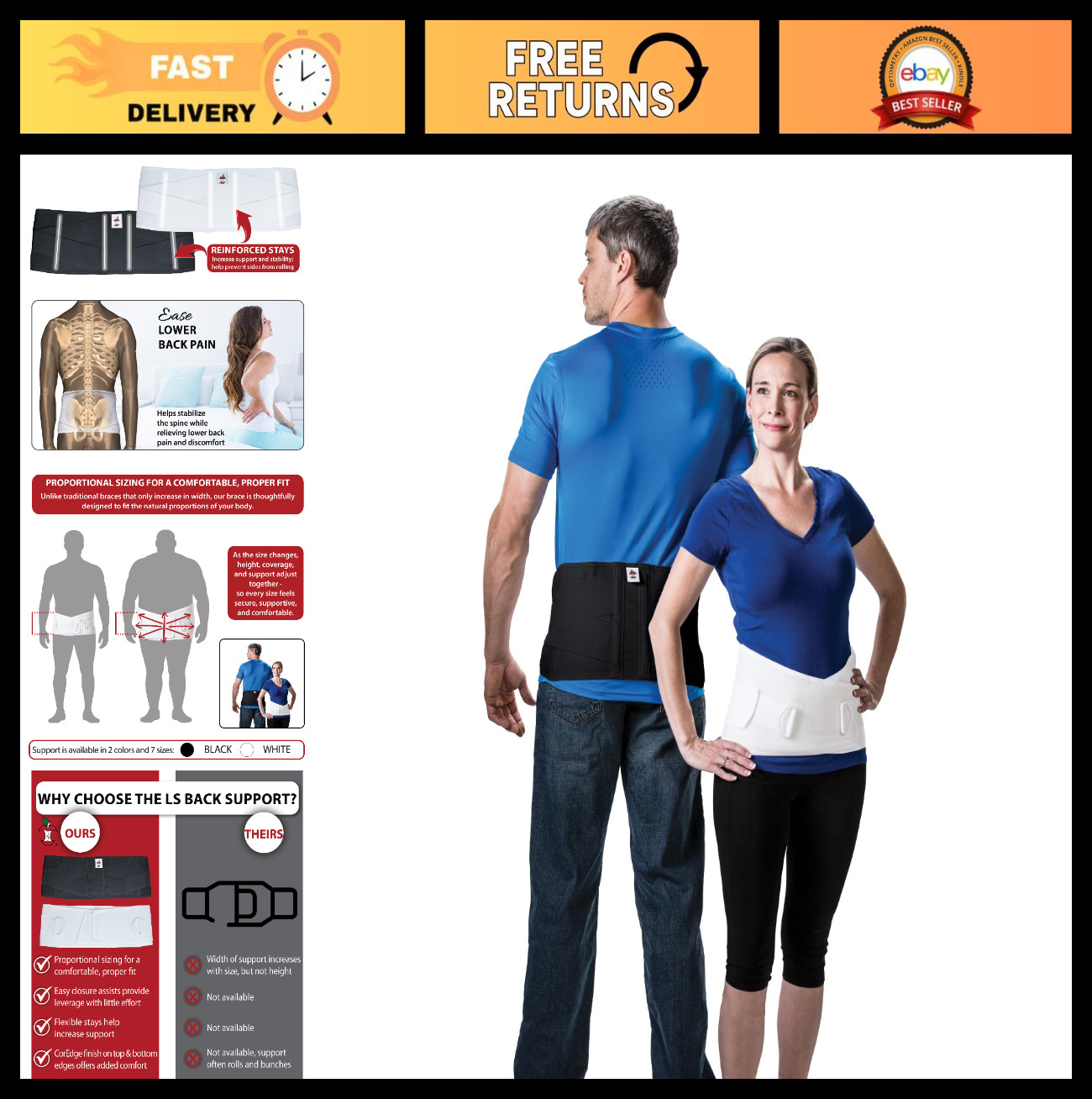 Lower Back Pain Relief Brace – Lumbar Support Belt, Custom Compression & Posture