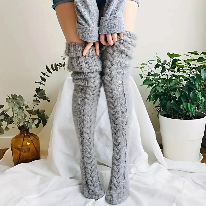 1 Pair Women Autumn Winter Thick Knitted Over Knee Long Socks Warm Comfortable!