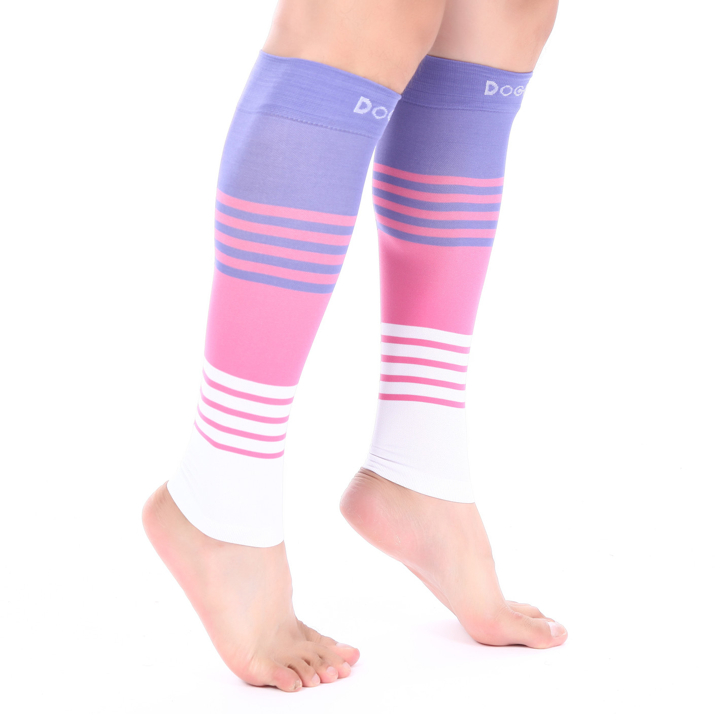 Doc Miller Calf Compression Sleeve 1Pair20-30mmHg Varicose Veins Sock VIOLET/PNK