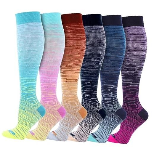 Compression Socks Women and Men, 20-30mmHg, Best for Large 6 Pairs Mix G