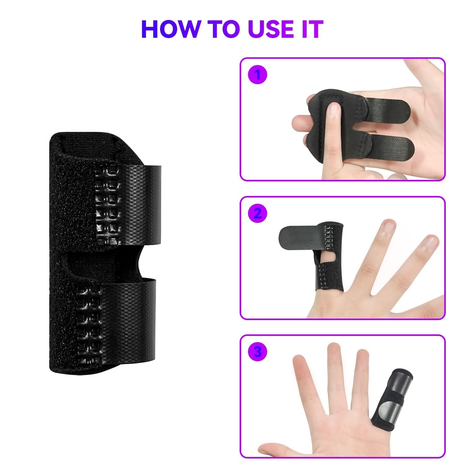 Bozenu 2 PCS Small Finger Splint, Adjustable Trigger One Size, Black(2PCS)