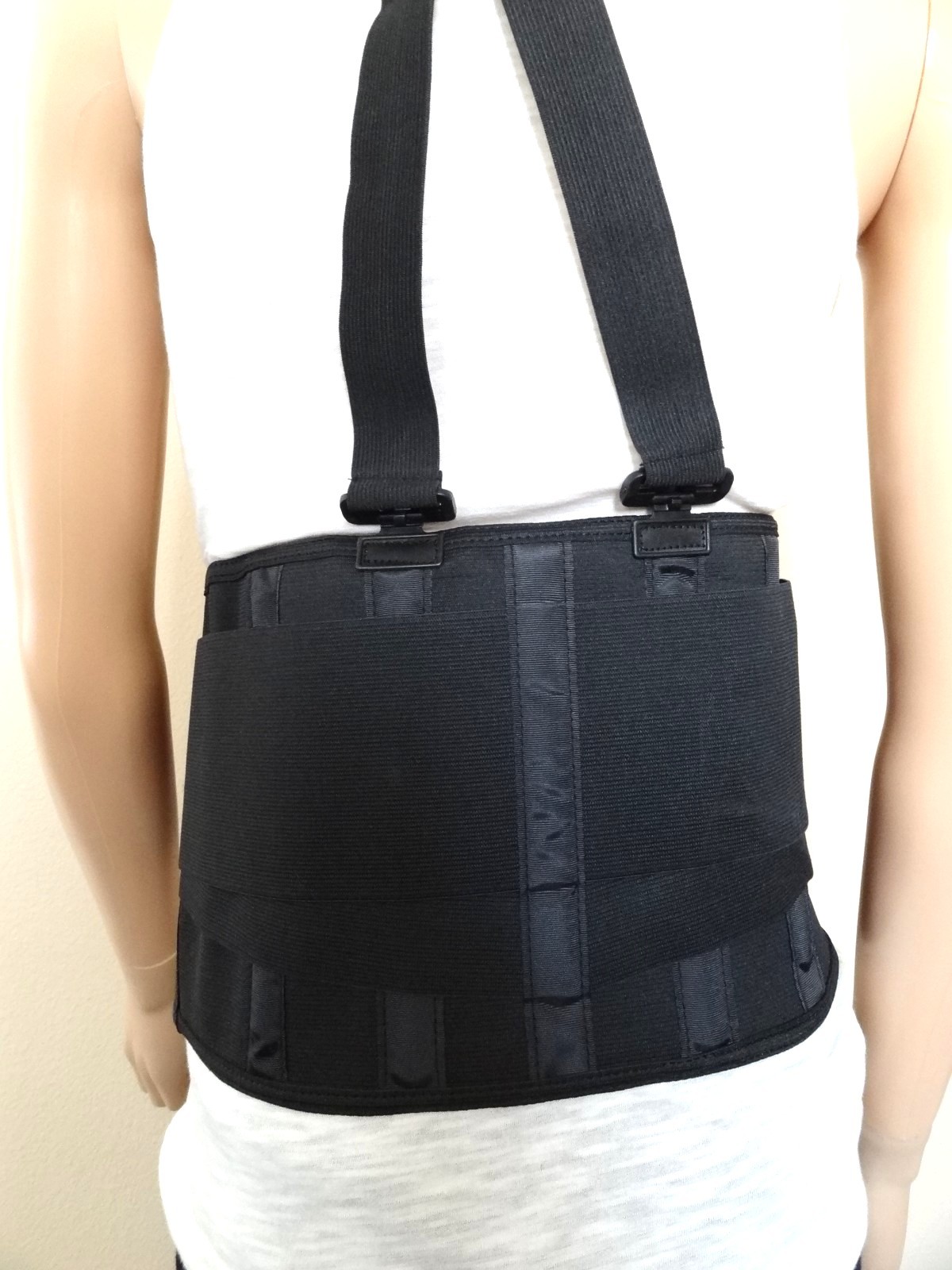 Impact 7389M Economy Back Support with Suspenders Sz. M ~ Black 5″W x 3″D x 8″H