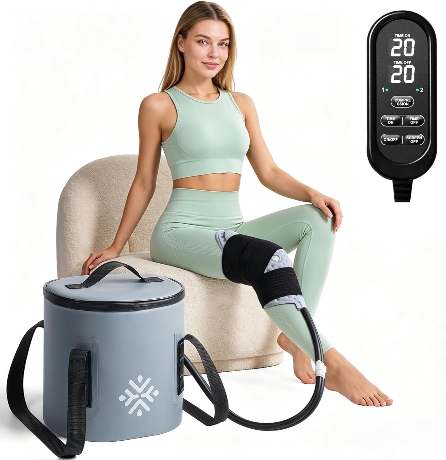 Ice Machine for Knee After Surgery w/Compression, Hip Replacement Cold Therapy