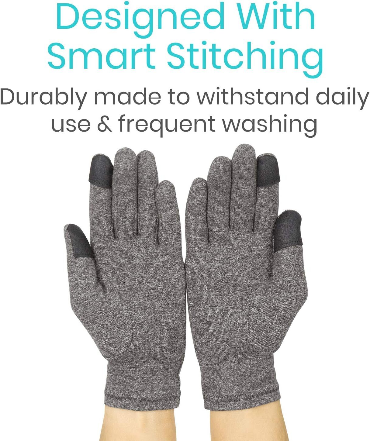 2 Pairs Full Compression Gloves with Touch Screen Finger Arthritis Hand Support