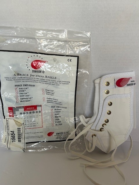 Swede-O Lightweight Ankle Lok Lace Up Ankle Brace Multi Sport, White XXS NEW
