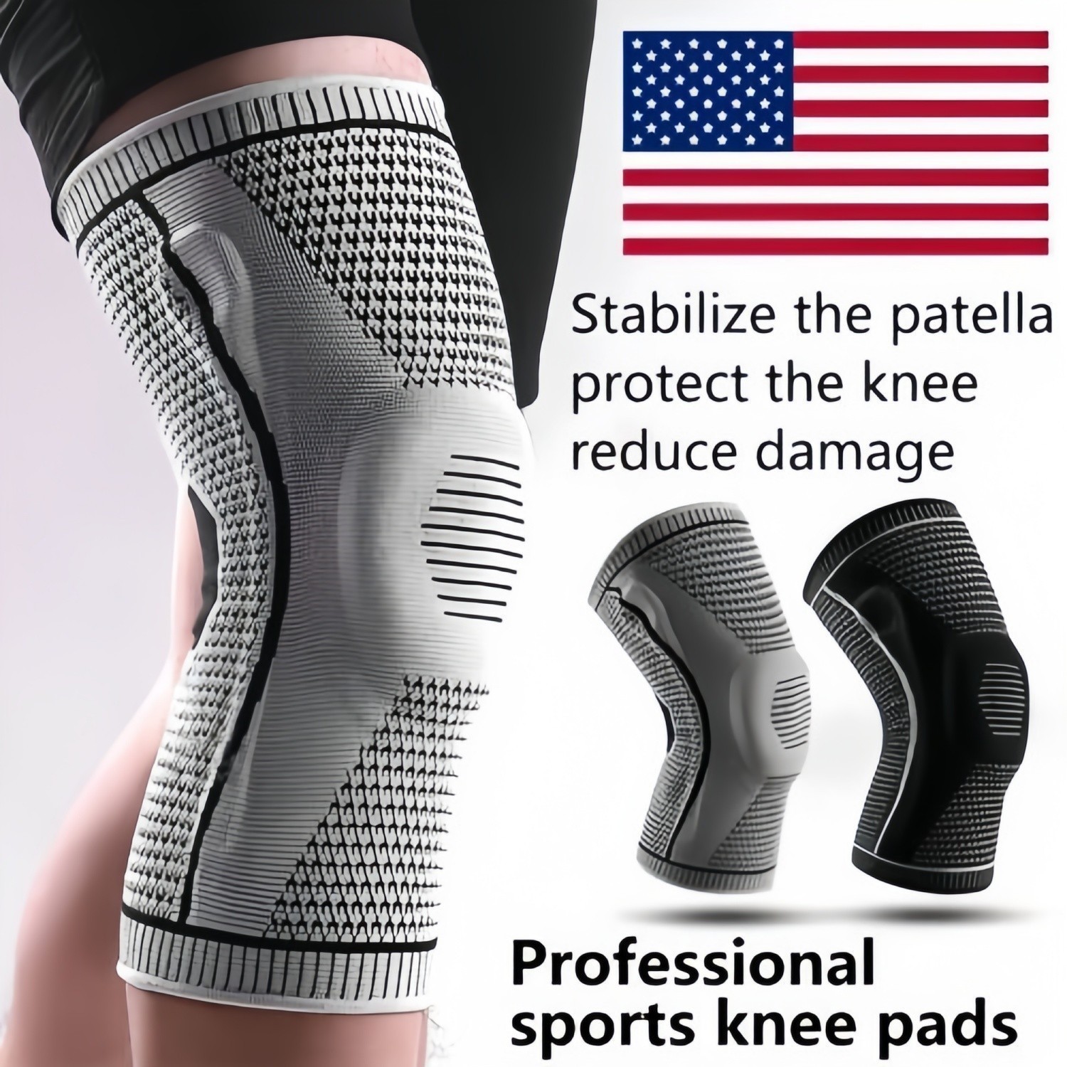 1 Pair Compression Knee Support Brace Patella Joint Pain Arthritis Relief Sleeve