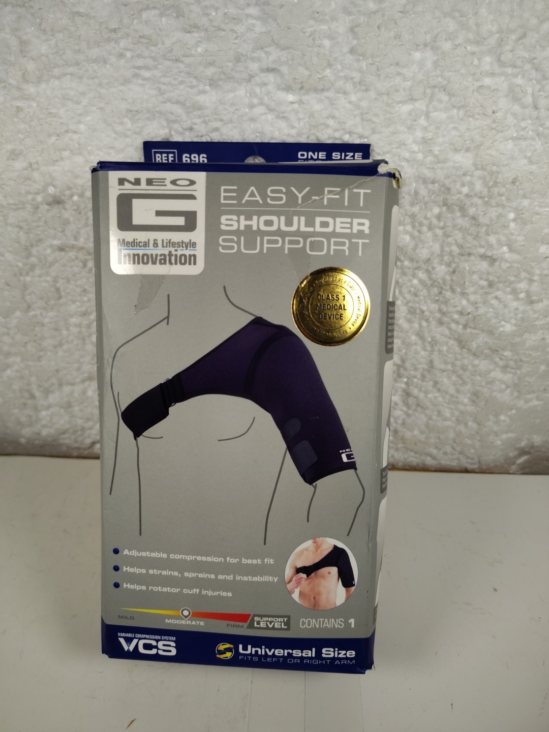 NEO G EASY-FIT SHOULDER SUPPORT UNIVERSAL SIZE LEFT OR RIGHT ARM Open Box
