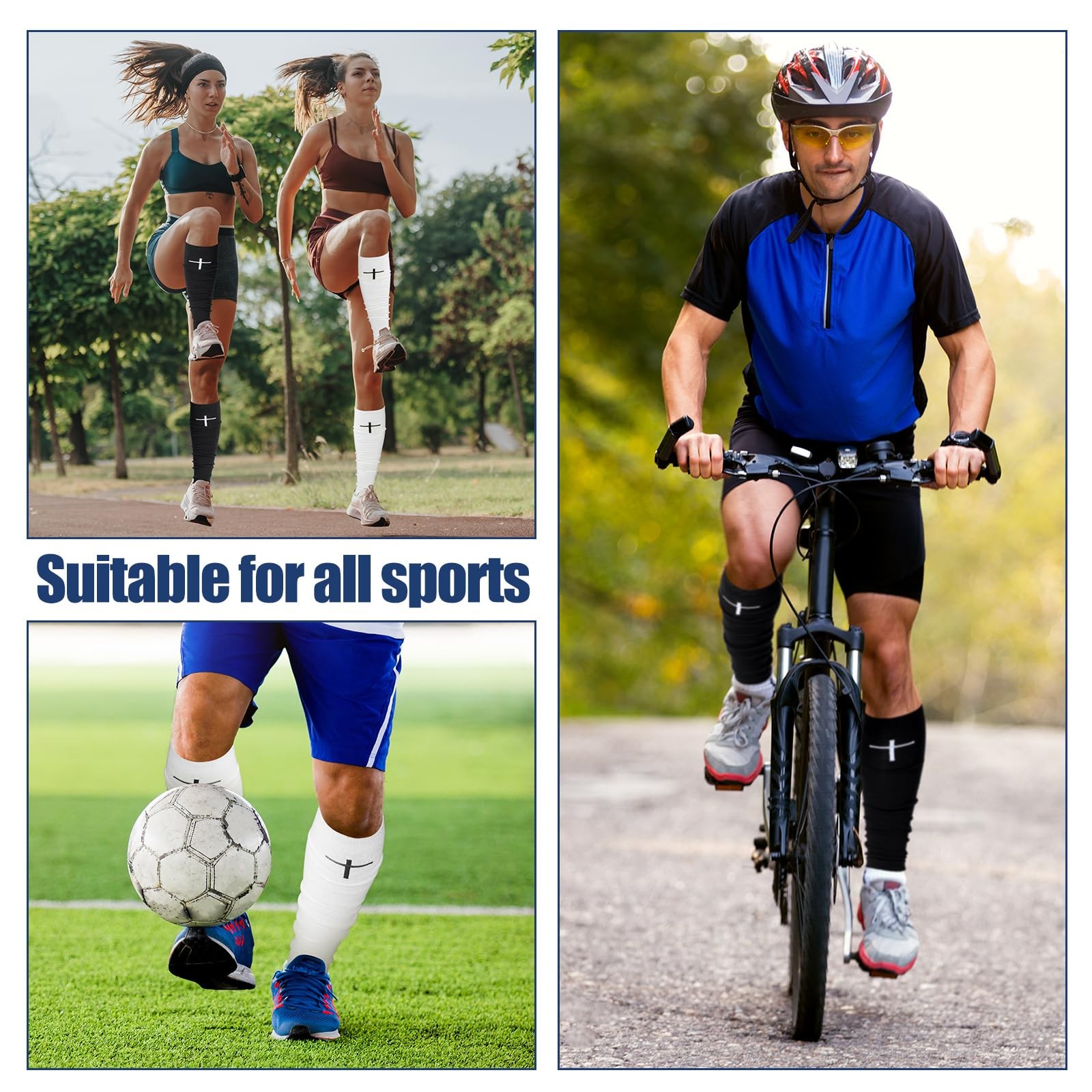 2 Pairs Faith Cross Football Leg Sleeves Scrunch Sports Compression Calf Sleeve