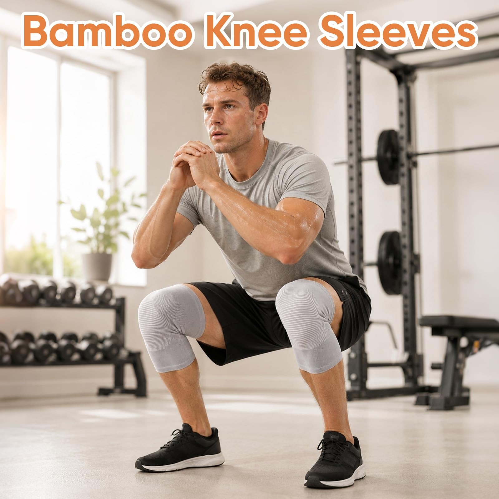 Bamboo Knee Sleeve for – One Pair Compression XL, off-white
