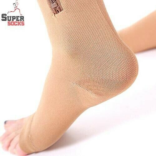 Compression Zip Up Socks Open-Toe Zipper Leg Support Unisex Socks Knee Stocking