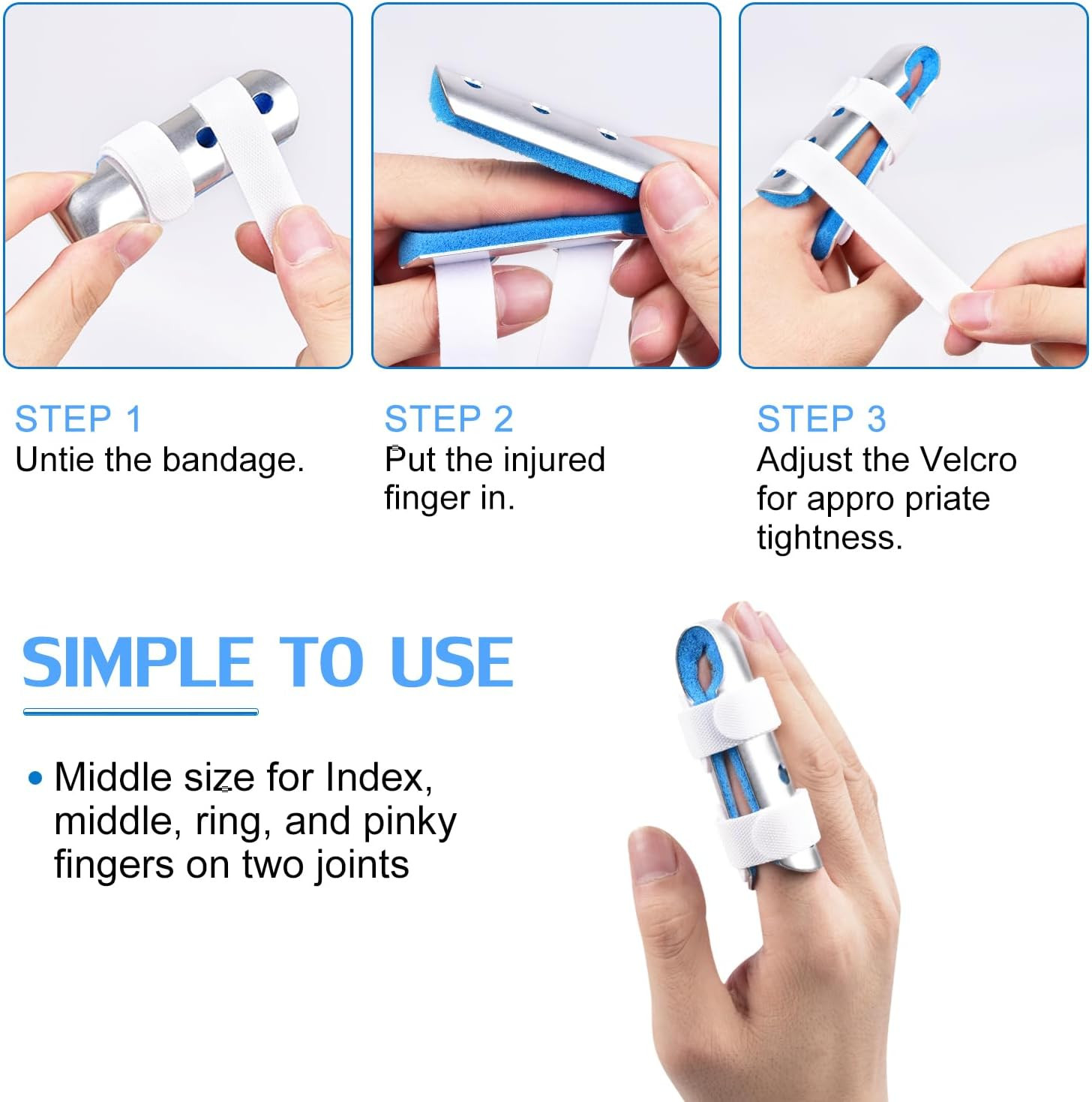 Finger Splint, 2Pcs Finger Support Brace for Arthritis Knuckle Immobilizationm,