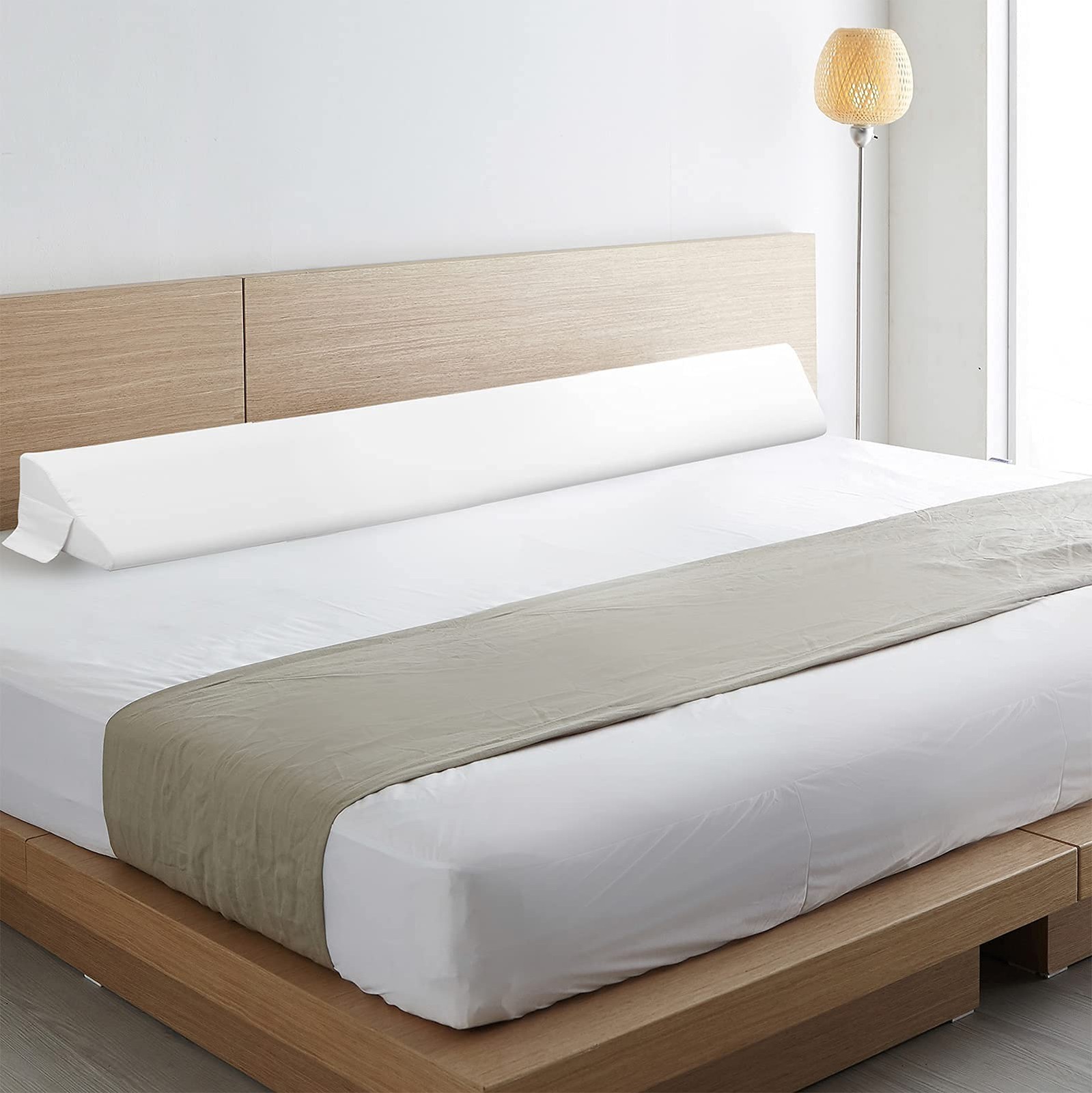 Vekkia King Bed Wedge Pillow for King(10 in x 6 x 76 in–Big), White