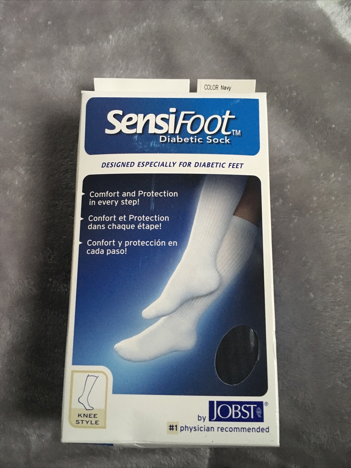Jobst Sensifoot Diabetic Knee Socks Navy Large 8-15 mmhg Compression Support