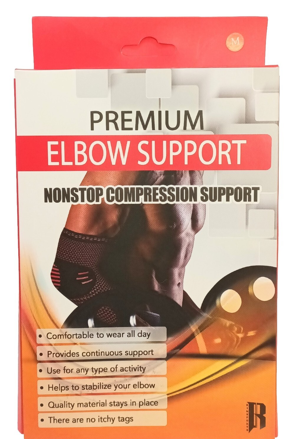 2 X Elbow Brace Compression Support Sleeves Arthritis &Tendonitis Black/Red MED