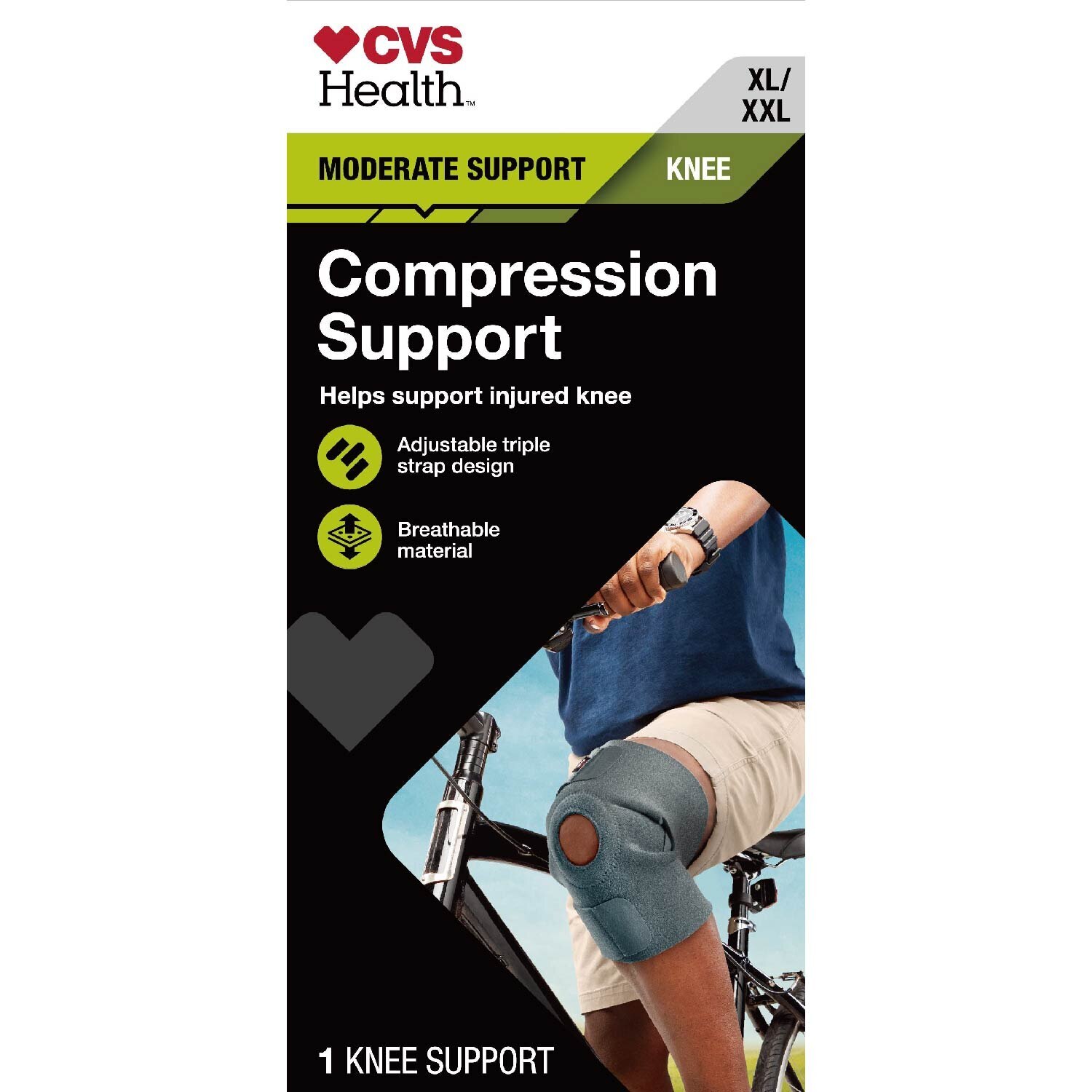CVS Health – Moderate Compression Knee Support, Adjustable/Breathable, XL/XXL