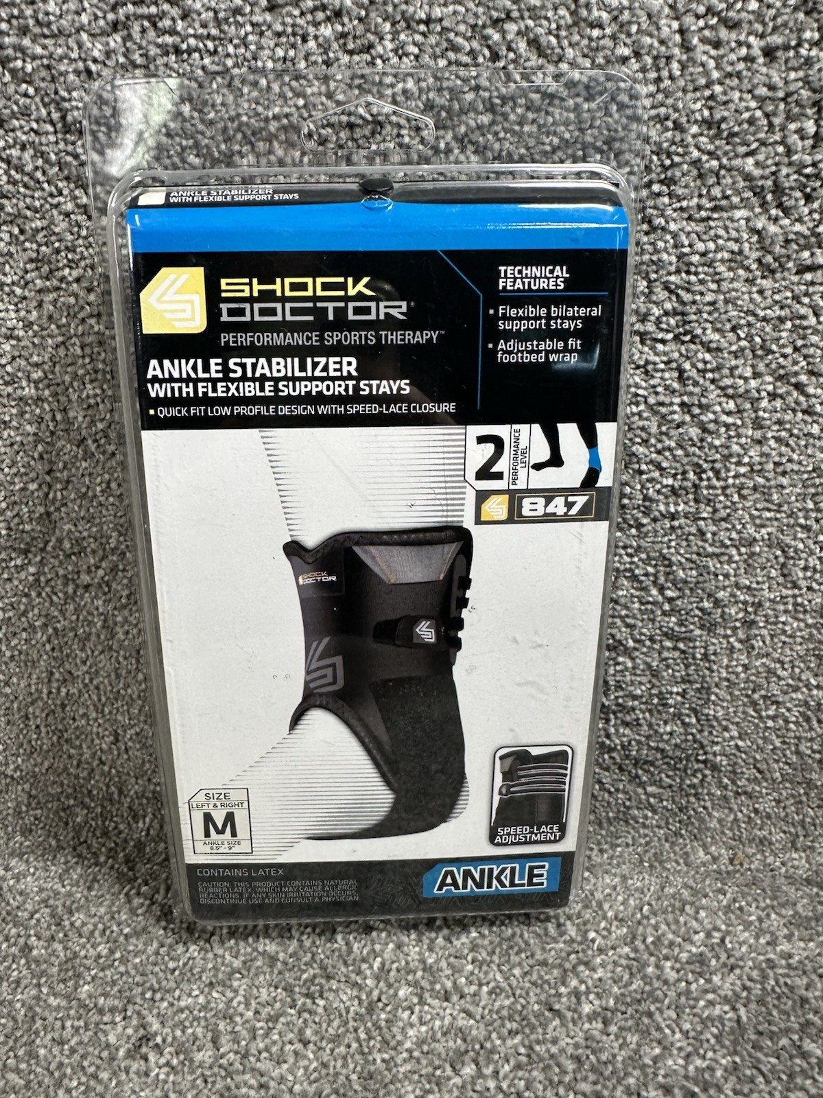 Ankle Stabilizer with Flexible Support Stays (Black, Medium)