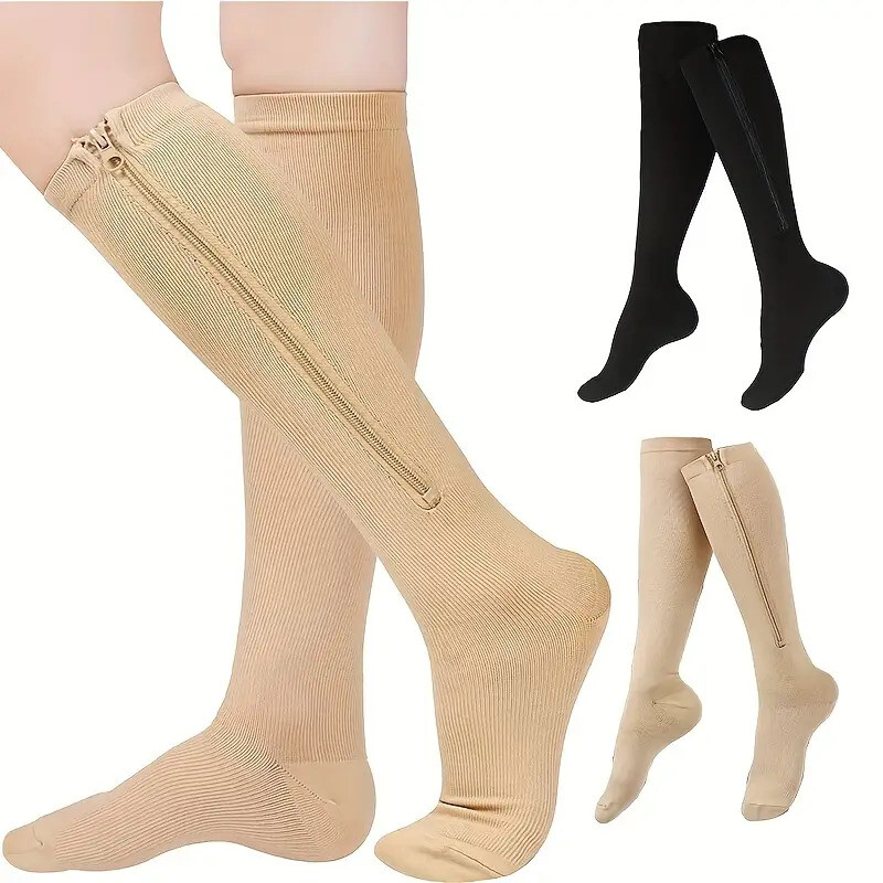 3 Copper Infused Zipper Compression Socks – Zip Up Circulation Pressure Stocking
