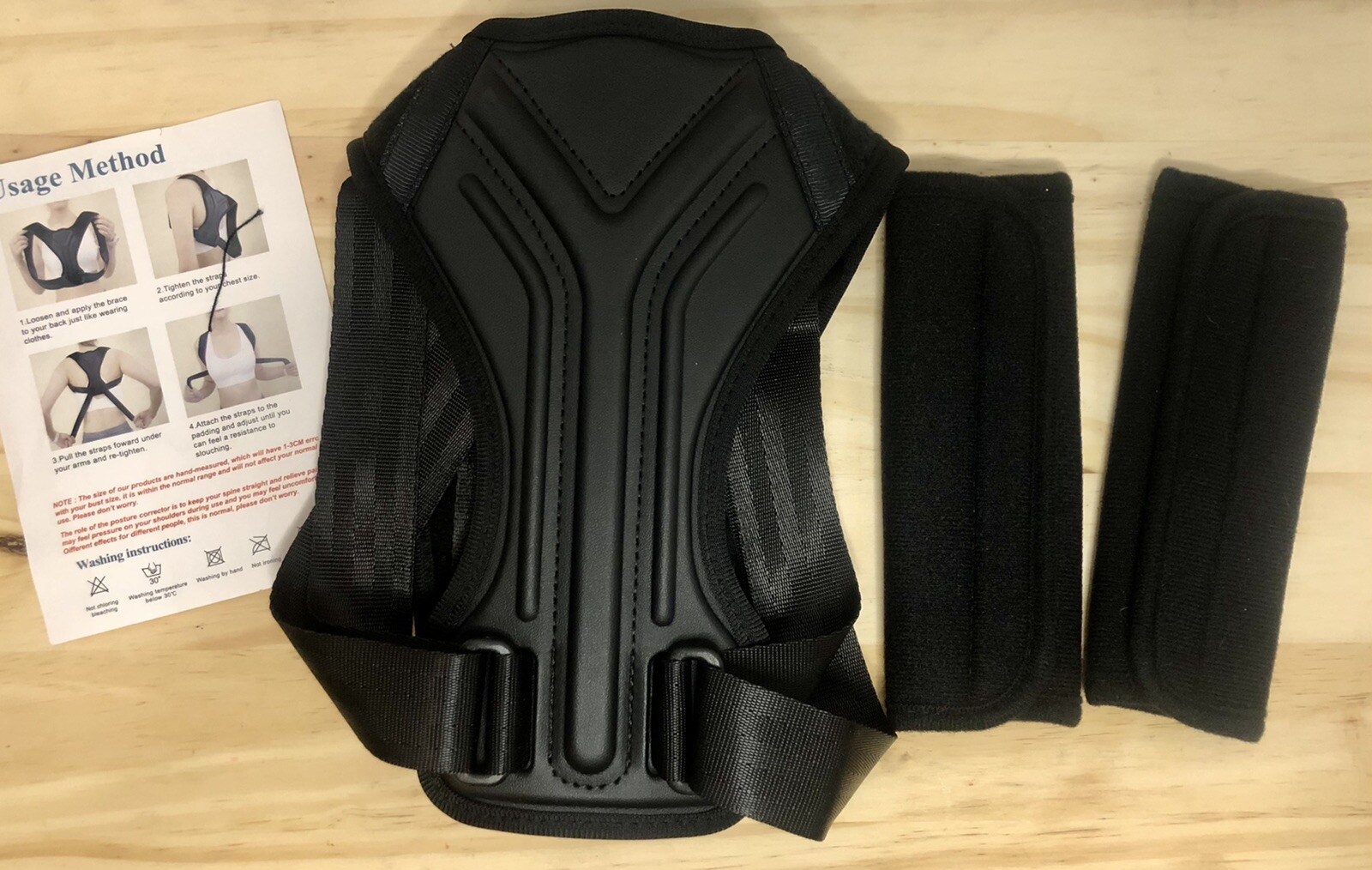 Upper Back Brace Posture Corrector with Strap Covers – Black – Medium