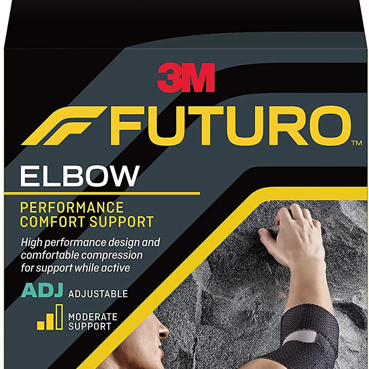 3M Futuro Elbow Performance Comfort Moderate Support Adjustable Wrap Brace Black